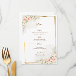 Menú de Boda Floral Romántico Rosa Polvoriento Peo