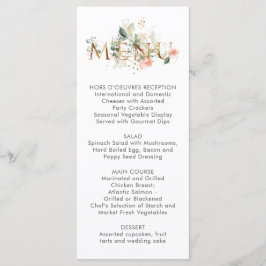 Menú de Boda Floral Rosa Melocotón Estilizado