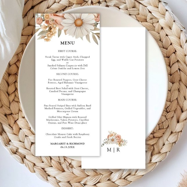 Menú de Boda Floral Rosa Polvoriento Boho (Subido por el creador)