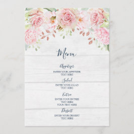 Menú de Boda Floral Rosa Rústico de Primavera