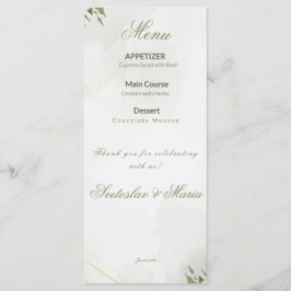Menú de Boda Floral Rosa y Geométrico Dorado Elega
