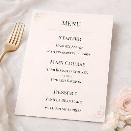 Menú de Boda Floral Rosado de Lujo