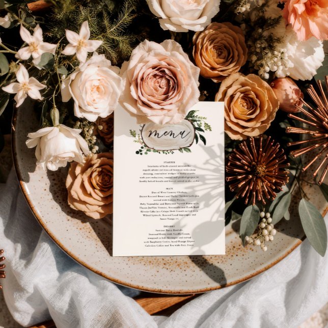Menú de boda floral rústico y cuernos de ciervo (Subido por el creador)