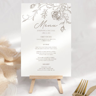 Menú de Boda Floral Sepia Vintage Elegante