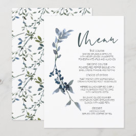 Menú de Boda Floral Verde Plateado Sage