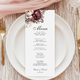 Menú de Boda Floral Verde Salvia y Borgoña