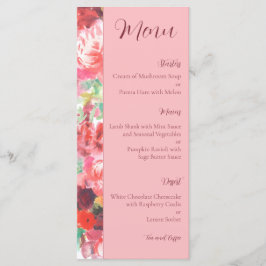 Menú de Boda Floral Vibrante Rosa Opaco