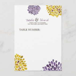 Menú de Boda Flores de Dalia Purpura y Amarilla