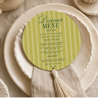 Menú de Boda Formal con Franja Chartreuse y Letra 