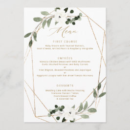 Menú de Boda Geometric Greenery Gold