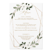 Menú de Boda Geometric Greenery Gold