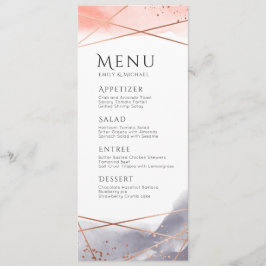 Menú de boda geométrico acuarela Rose Gold Dawn