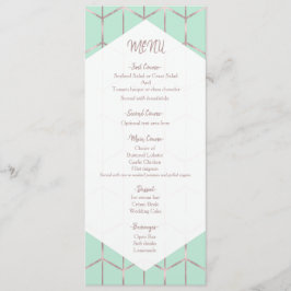 Menú de Boda Geométrico Chic Verde Menta Rosa Dora