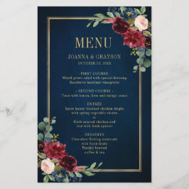 Menú de Boda geométrico floral Rubor de la Marina
