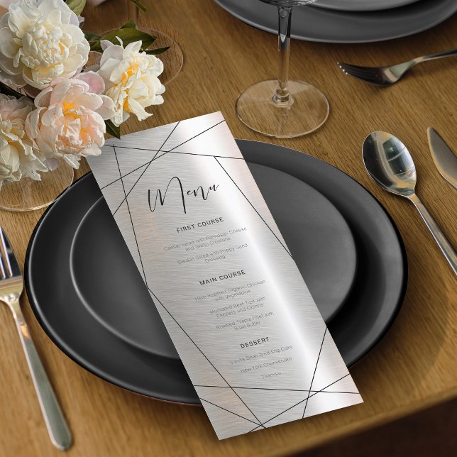 Menú de Boda Geométrico Metálico Plata/Negro ID648 (Subido por el creador)