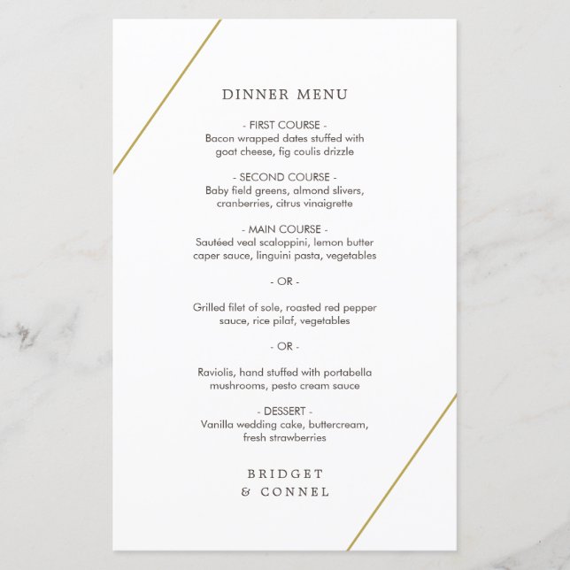 Menú de Boda Geométrico Moderno de Bridget (Anverso)