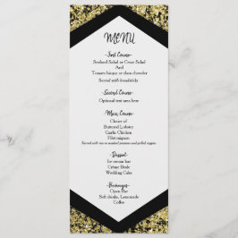 Menú de Boda Glam con Brillo Negro y Dorado Chic