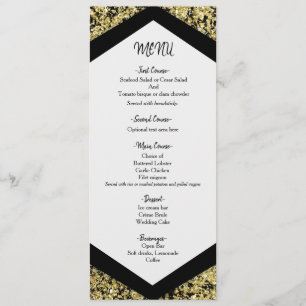Menú de Boda Glam con Brillo Negro y Dorado Chic