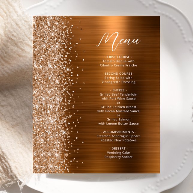 Menú de Boda Glam Glitter Cobre Presupuesto (Subido por el creador)