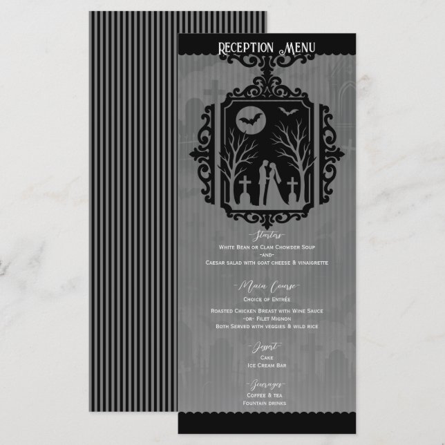 Menú de Boda Gótica de Juramentos en el Cementerio (Anverso / Reverso)