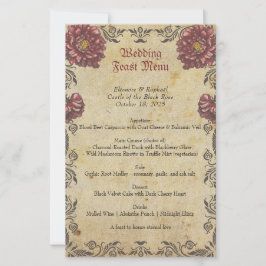 Menú de Boda Gótico con Floral Oscuro y Vintage
