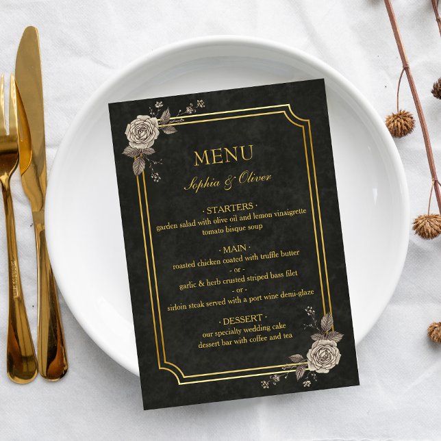 Menú de Boda Gótico de Academia Oscura Elegante (Subido por el creador)