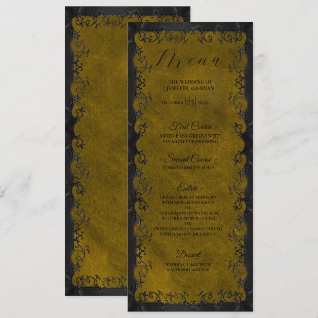 Menú de Boda Gótico Elegante (Anverso / Reverso)