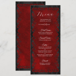 Menú de boda gótico rojo elegante