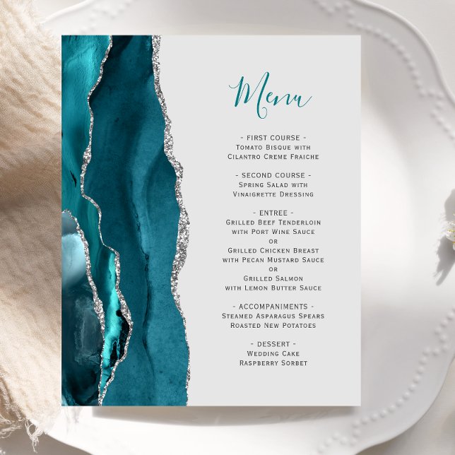 Menú de Boda Gris Ágata Verde Azul Presupuesto (Subido por el creador)