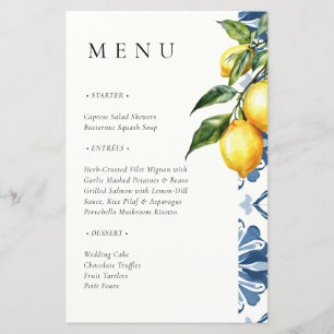 Menú de Boda Italiano Positano con Limón y Cítrico