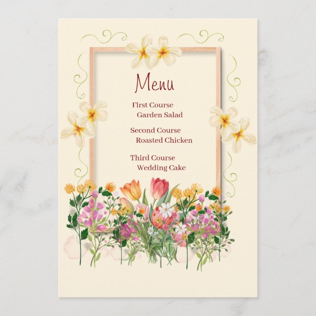 Menú de Boda Jardín Floral Romántico (Anverso)