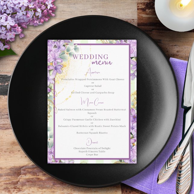 Menú de Boda Lila Púrpura (Subido por el creador)