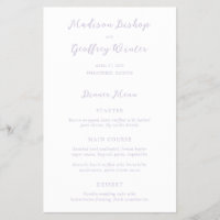 Menú de Boda Lilac de Letra Negrita Elegante y Eco