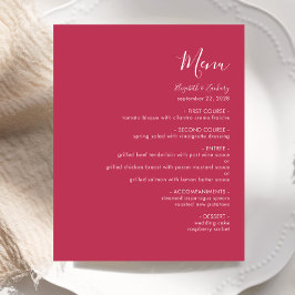 Menú de boda magenta de guión moderno del presupue