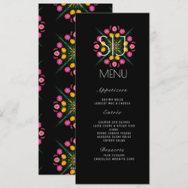 Menú de Boda Mano Amanecer Mariposas Florales Mexi