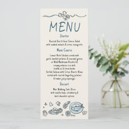 Menú de Boda Manuscrito Decoración Caprichosa y Di