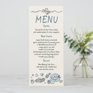 Menú de Boda Manuscrito Decoración Caprichosa y Di