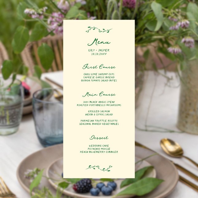 Menú de Boda Manuscrito Verde (Subido por el creador)