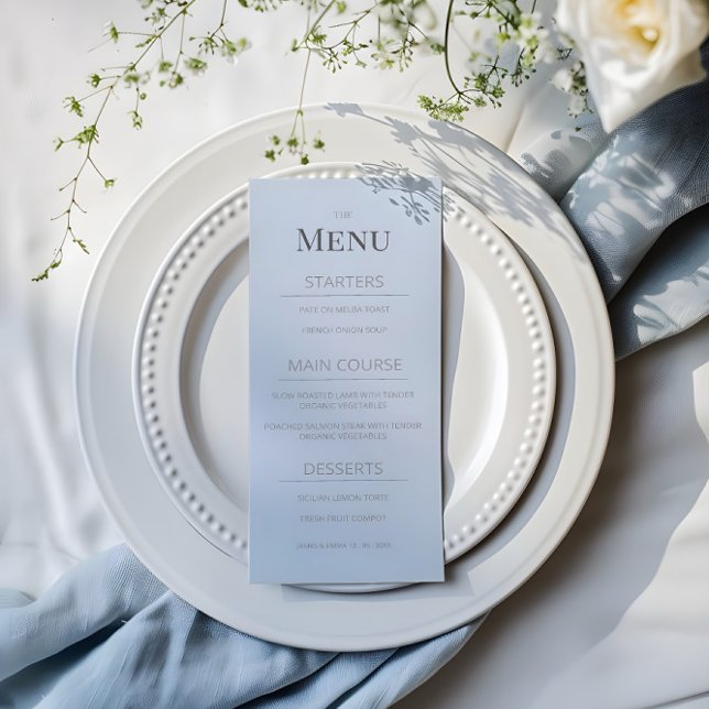Menú de Boda Minimalista | Azul Crepuscular (Subido por el creador)