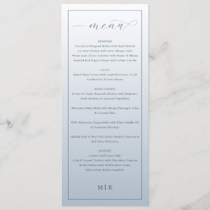 Menú de Boda Minimalista Azul Elegante