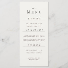 Menú de Boda Minimalista | Blanco Cálido