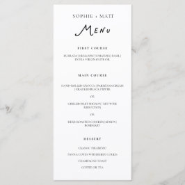 Menú de Boda Minimalista Caligrafía Caprichosa