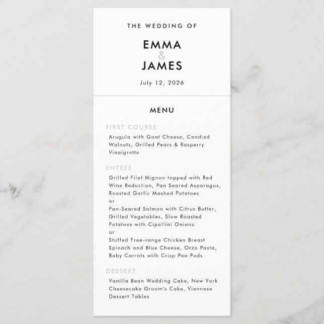 Menú de Boda Minimalista con Ampersand | Código QR (Anverso)