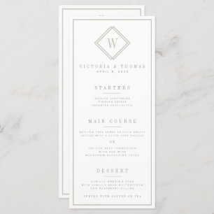 Menú de Boda Minimalista de doble cara en blanco/b