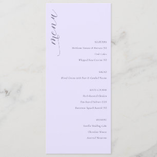 Menú de Boda Minimalista de Lavanda Sofisticado