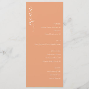 Menú de Boda Minimalista de Melocotón Elegante