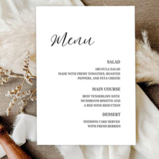 Menú de Boda Minimalista Elegante