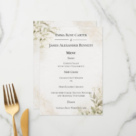 Menú de boda minimalista elegante
