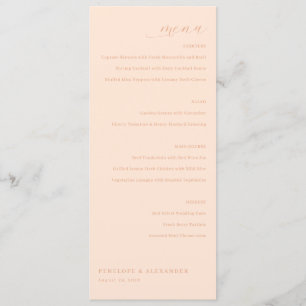 Menú de Boda Minimalista Elegante Melocotón