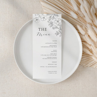 Menú de Boda Minimalista Floral